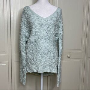 Women's Free People Seafoam Green Knubby Vneck Sweater Size Medium